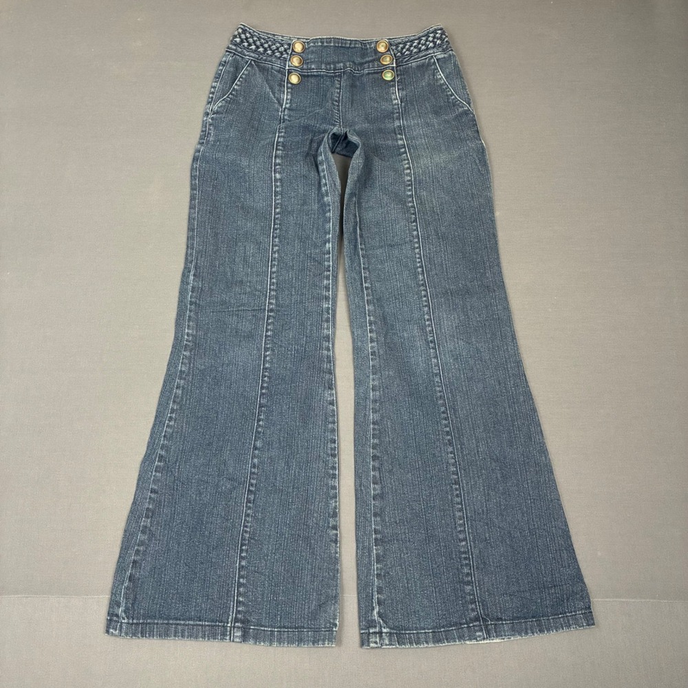 Y2K Arden B Sailor Style Button Low Rise Flare Jeans Women's Size 0 (27x29)